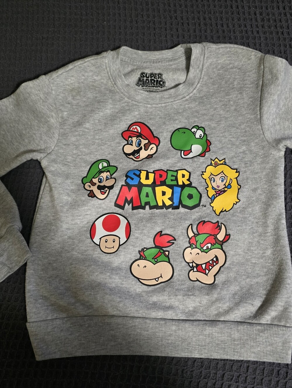 Nintendo Super Mario Bros Kids Crewneck Sweatshirt Gray Size